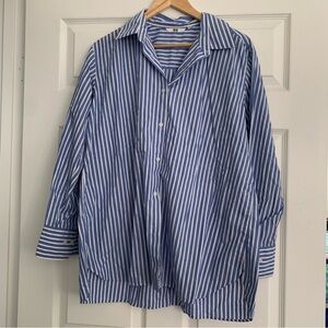 Uniqlo Blue and White Striped Button Down Shirt